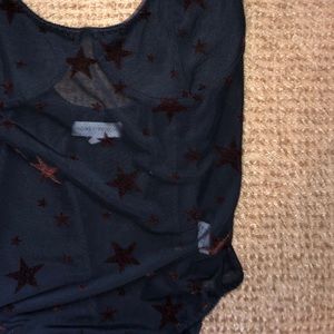 Cute mesh black and gold star body suit
